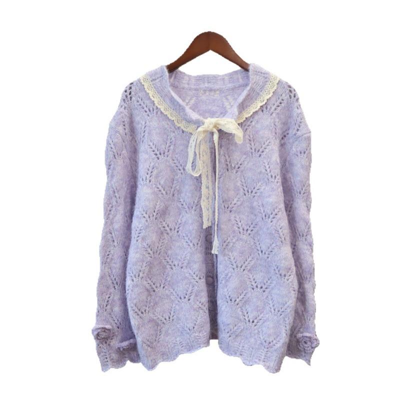 Autumn and winter new loose three-dimensional flower knitted cardigan lazy wind soft waxy temperament sweater jacket women