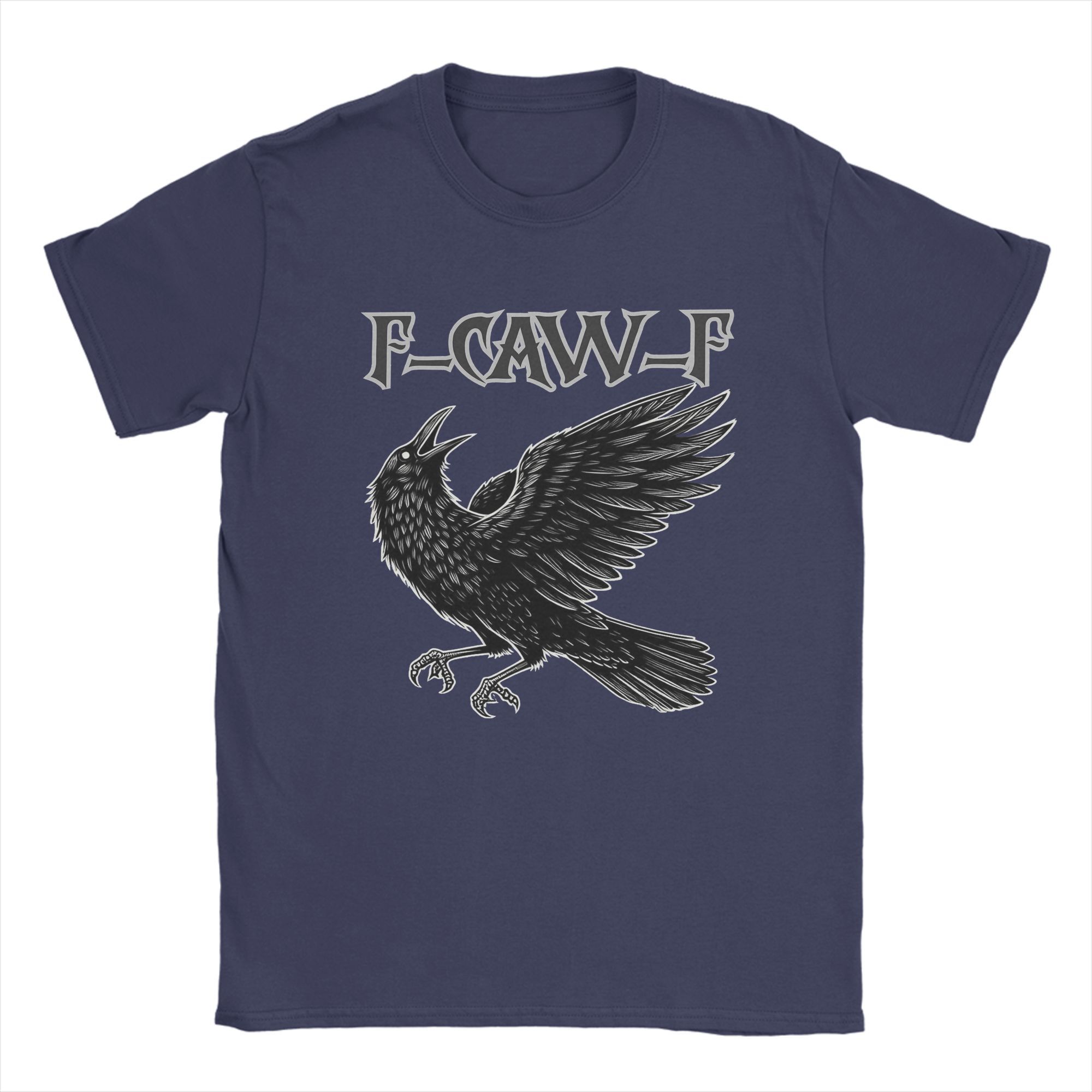 

F-Caw-F Funny Black Bird Meme Men s T Shirts Crazy Tees Short Sleeve Round Neck T-Shirts Pure Cotton Classic Tops 4XL