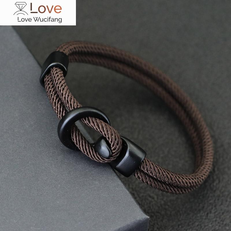 

Модный браслет из веревки, мужской двухслойный браслет для кемпинга и кемпинга, аксессуары для мужчин, браслет из паракорда для выживания, подарок для него 21.5cm красный