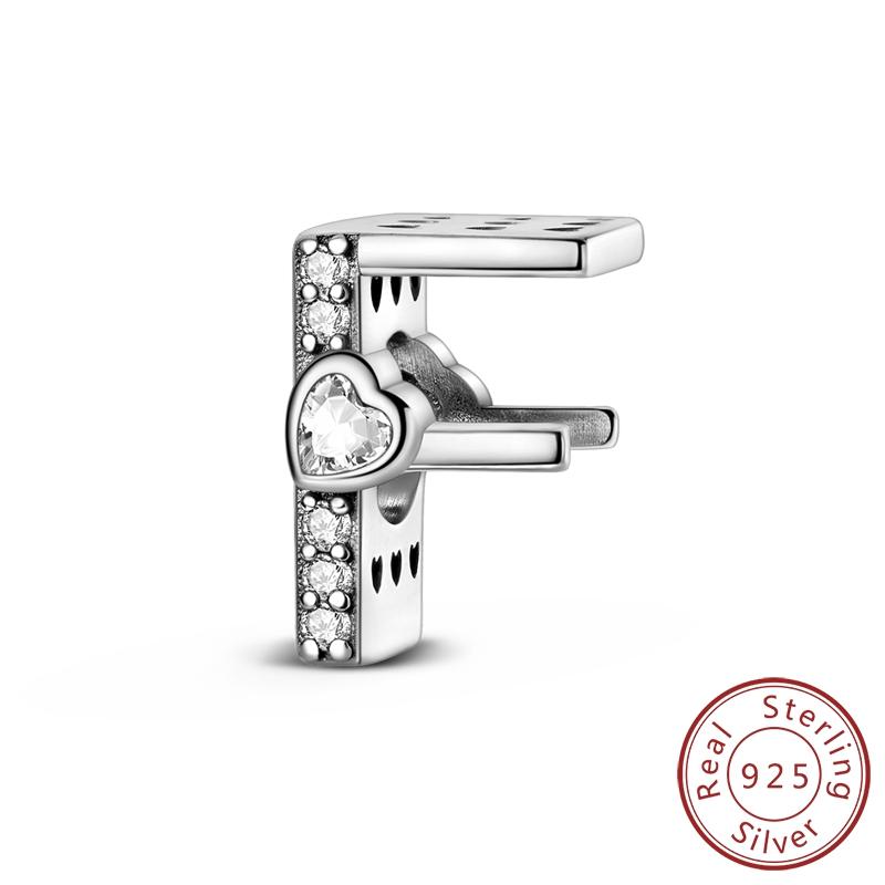 New 925 Silver Charm Beads 26 Letter Alphabet A-Z Charm Fit Original Charms Bracelet DIY Birthday Jewelry Gift Making