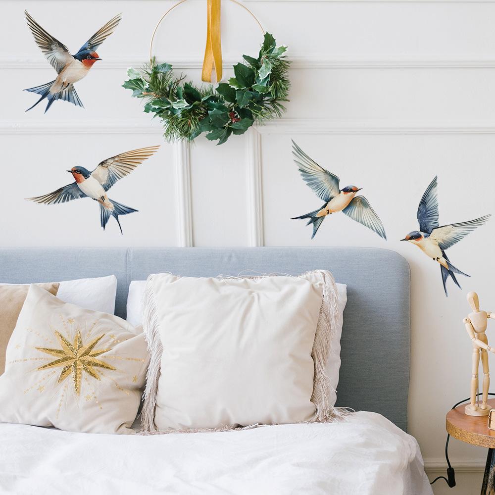 Painted Bird Stickers for Bedroom Living Room Entrance Hall Home Background and Wall Beautification