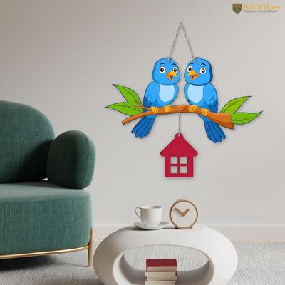 Oiseaux Volants Multicolores Suspendu Mural en Bois pour la Décoration de la Maison | Accent Mural | Affiche Murale | Peintures