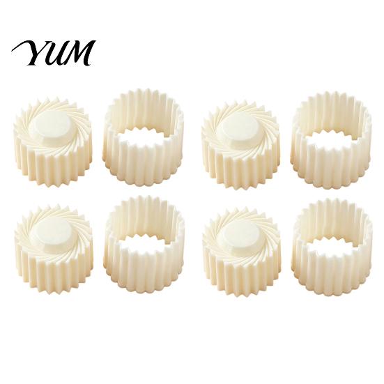 Kitchen Baking Tools 2-in-1 Round Mooncake Mold, Double Ended Pastry Press with Scallop And Non-stick Cookie Spiral Embossing for DIY Baking, Handheld