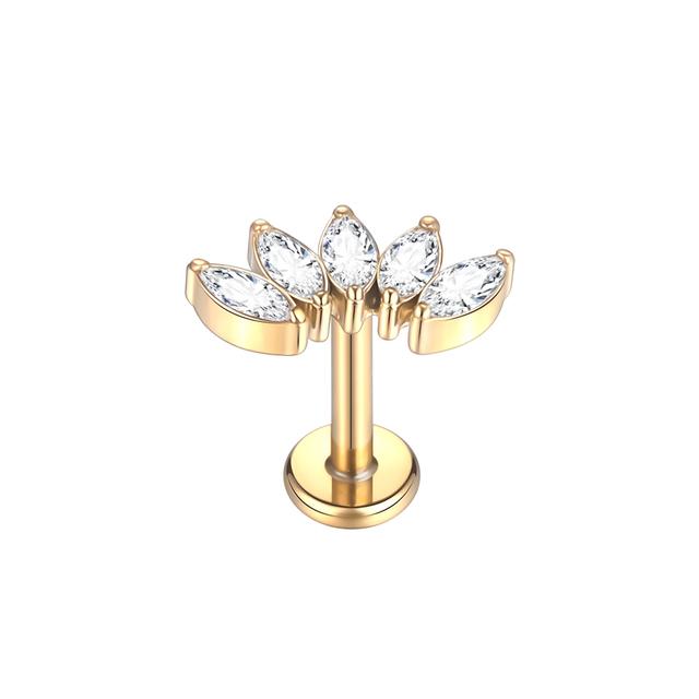 1Pc G23 Titanium Ear Tragus Earring Stud Internally Threaded CZ Crystal Labret Ring Cartilage Helix Piercing Body Jewelry 16G