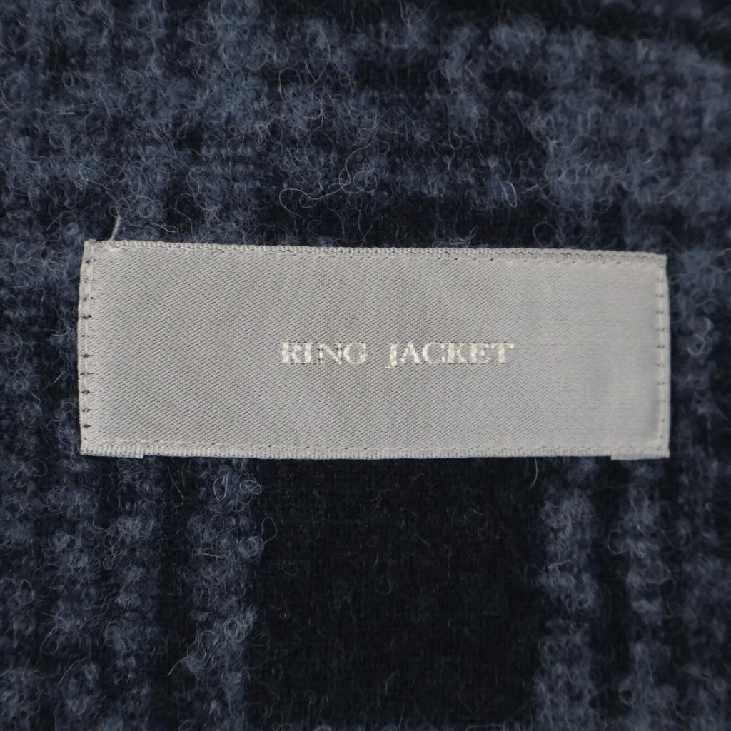 RING JACKET Black x Gray New Balloon 100% Wool Check Pattern 3B Jacket Jacket 52 Black x grayUsed