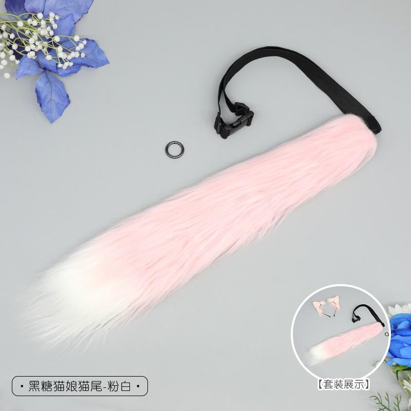 Handmade Plush Cat Ear Hair Clip Tail Set Cosplay Anime Convention Kawaii Accessory Adult Costume