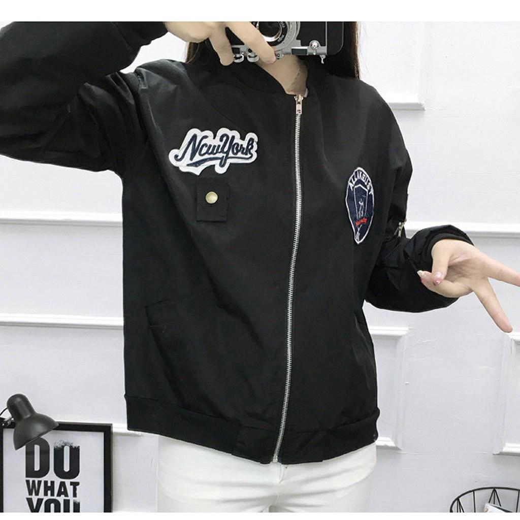 Women Casual Fashion Baseball Jacket Long Sleeve  Jacket