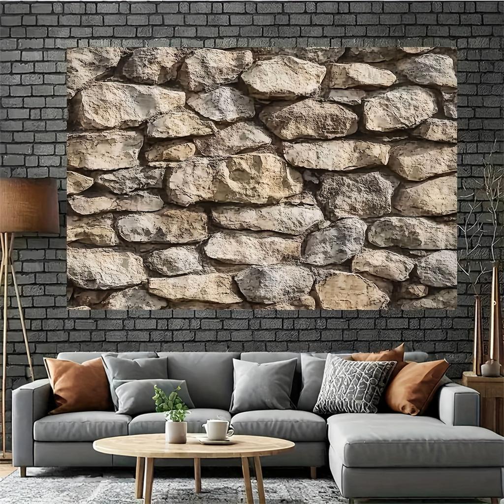 Background Banner with Background Fabric with Simple Stone Wall Themed Party Pattern, Suitable for Exterior and Interior Decoration.