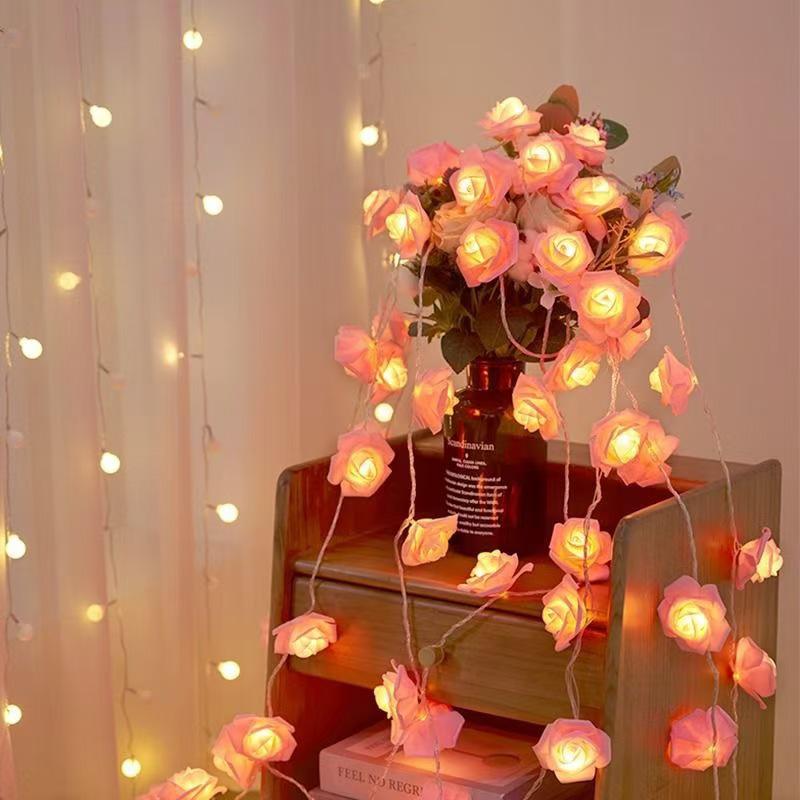 Valentine's Day Rose String Lights for Festive Atmosphere and Bedside Decoration