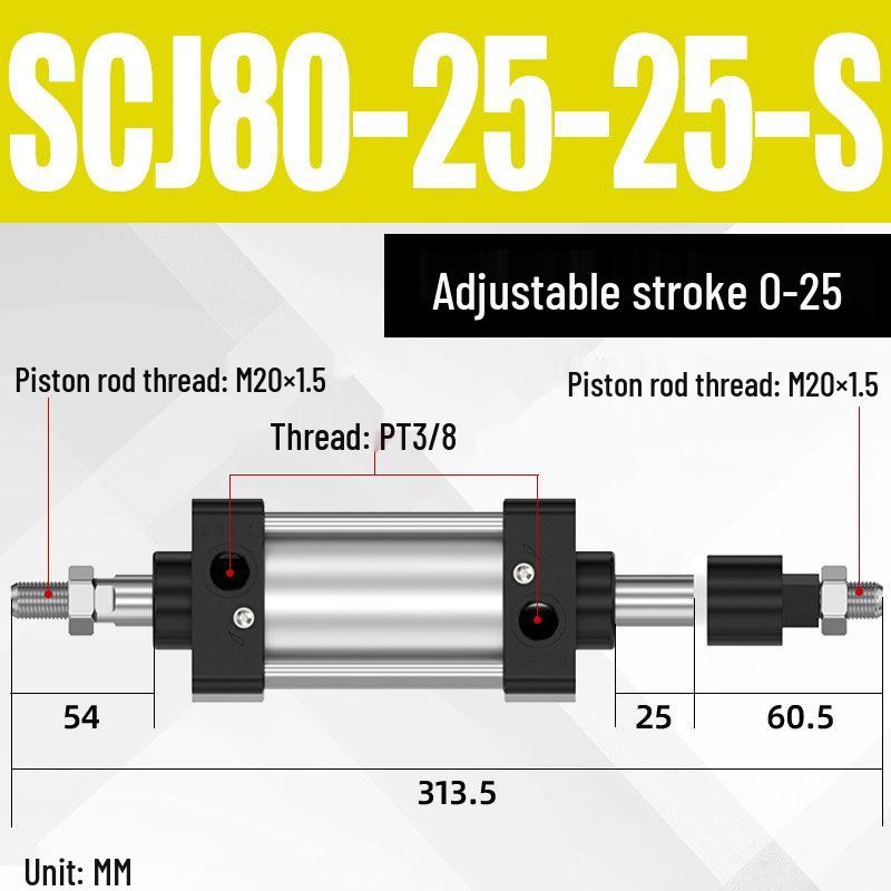 SCJ Adjustable Stroke High Thrust Pneumatic Cylinder SCJ32-160