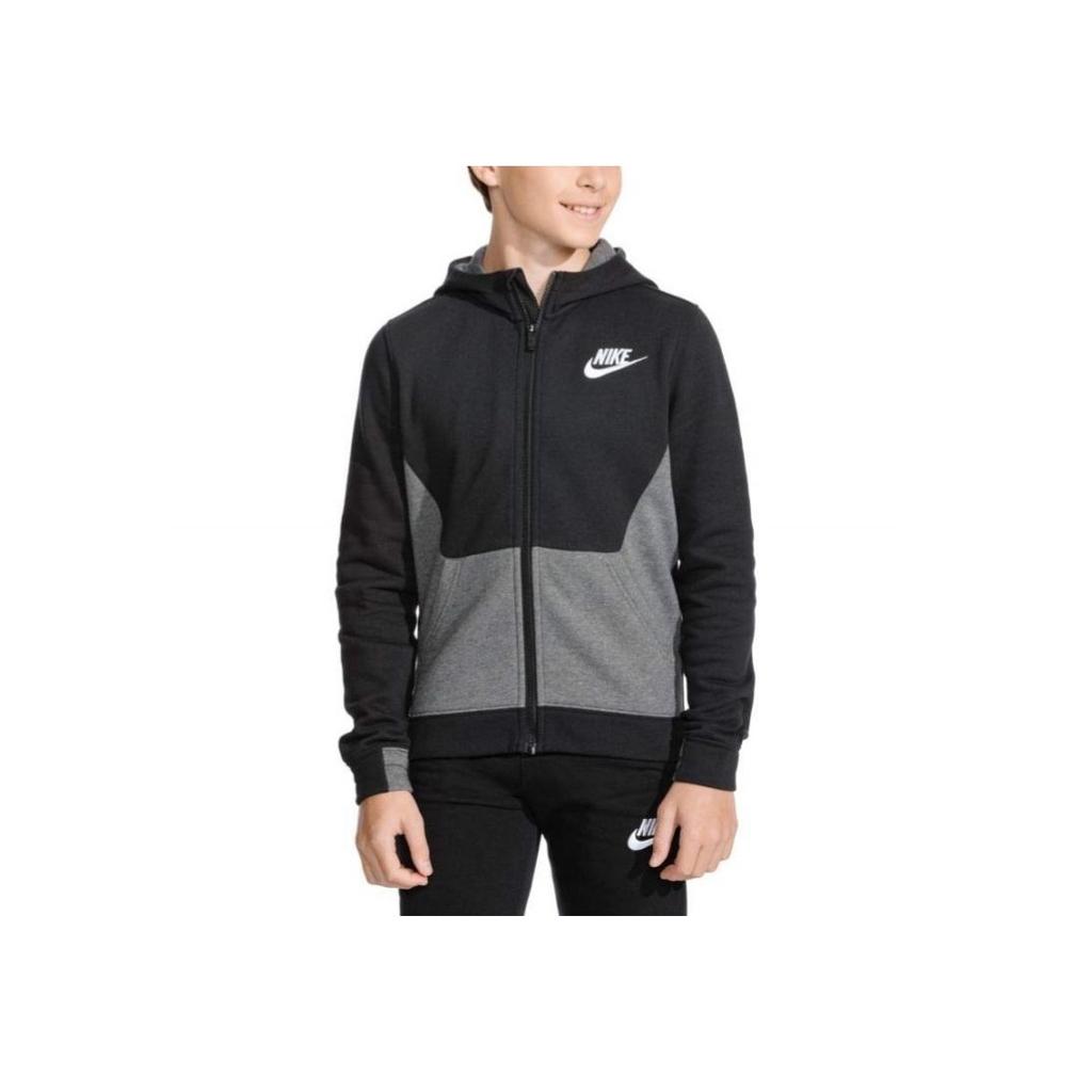 Nike Kapuzenjacke mit Reißverschluss, Colorblock, Tasche, Kinderjacken, Schwarz 939639-010