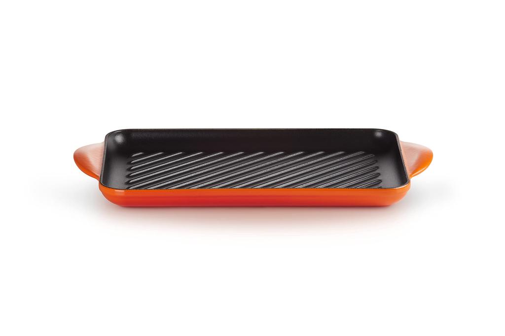 Le Creuset Grill Rectangular 32cm Cast Iron Enamel Double Handle Pot, Orange, Gas, Induction, Oven, Dishwasher Safe [Official Japanese Retailer]