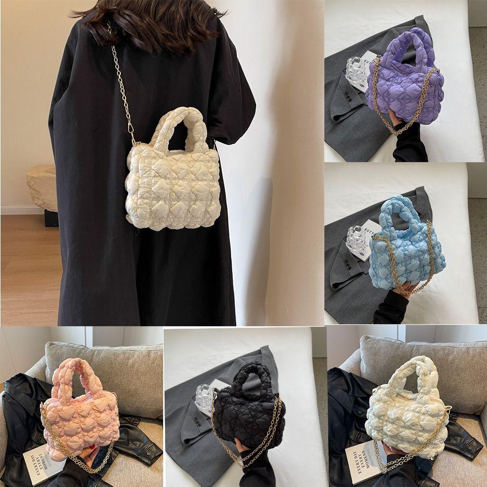 

Korean Style Bubble Cloud Crossbody Bag Plaid Fashionable Outdoor