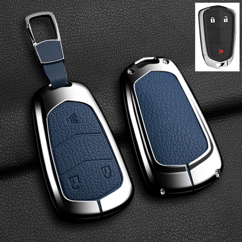 AASL1 Car Key Case Cover For Cadillac Xt5 XTS CTS SRX ATSL XT4 CT6 ATS Escalade ESV DTS ELR STS 2014-2018 Zinc Alloy Leather Keychain