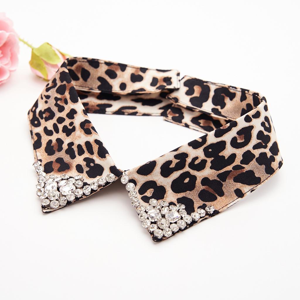 Leopard Rhinestone Decorative Women's Removable Detachable Collar Crystal Fashion Collar Polyester Knit Hand Wash