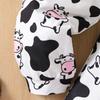 Little Girl 2PCS Set 1-8 Years Old Pink Sweatshirt and Cow Print Long Pants Kids Casual Daily Wear or Pajamas Set