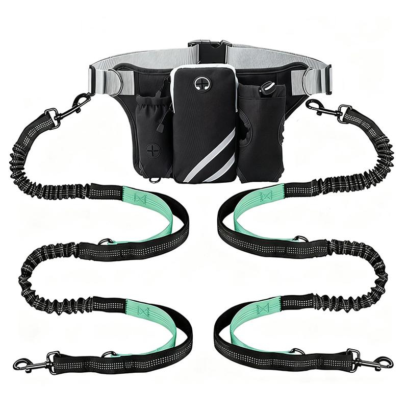 Verstellbare Hüftgurttasche, Trainingstasche mit einziehbarer freihändiger Hundeleine mit reflektierenden Nähten zum Laufen, Gehen und Wandern