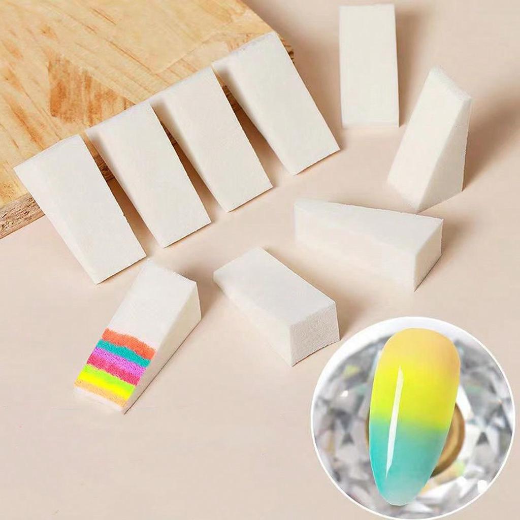 10Pcs Nail Sponge Wedge Shaped Cosmetics Tool Smooth Apply Mini Applicator Multi-Side Gradient Nails Soft Sponge Color Fade Manicure Nail Art Tools
