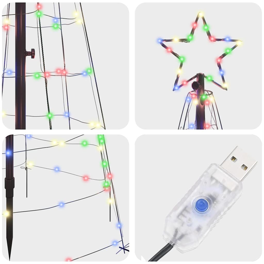 LED Christmas Tree with Ground Spikes Multicolored 250 Cm Iron