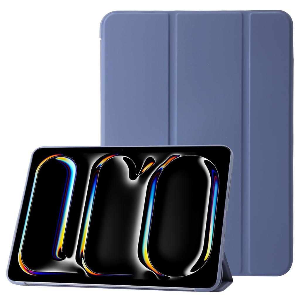 Für iPad Pro 13 (2024) Hülle Dreifach-Ständer Leder+Silikon Tablet-Hülle