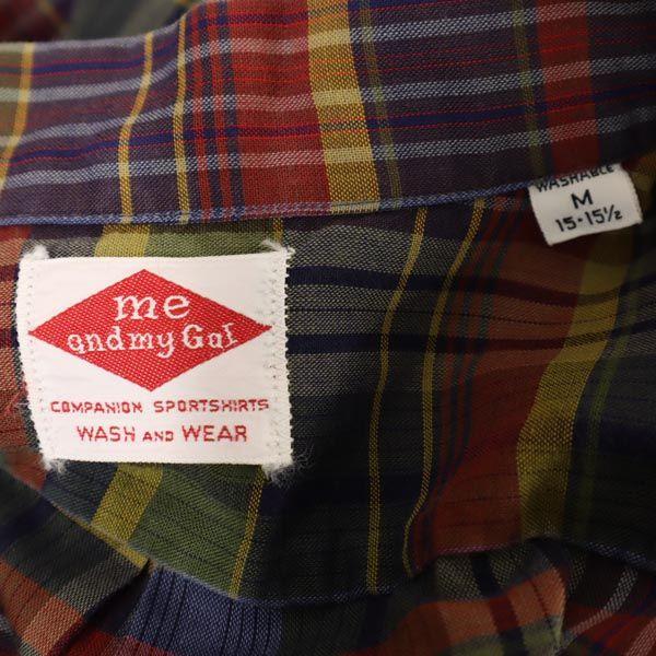 Me and My Gal 70s Vintage Check Pattern Long Sleeve Half Button Button Down Shirt Men's Used