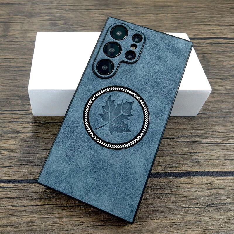 Pro Magsafe Kožené Nárazuvzdorné Pouzdra na Telefon Pro Samsung Galaxy S21 S22 S23 S24 S25 Note 20 Ultra Magnetický Kryt pro Bezdrátové Nabíjení