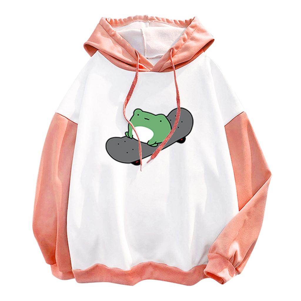 Damenmode New Stitching Cute Plus Velvet Langarm-Sweatshirt mit Kapuze