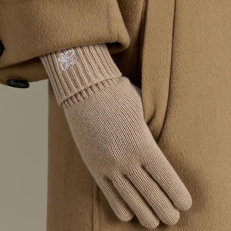 JIUMU Women's Autumn/Winter Pure Wool Touchscreen Knitted Gloves