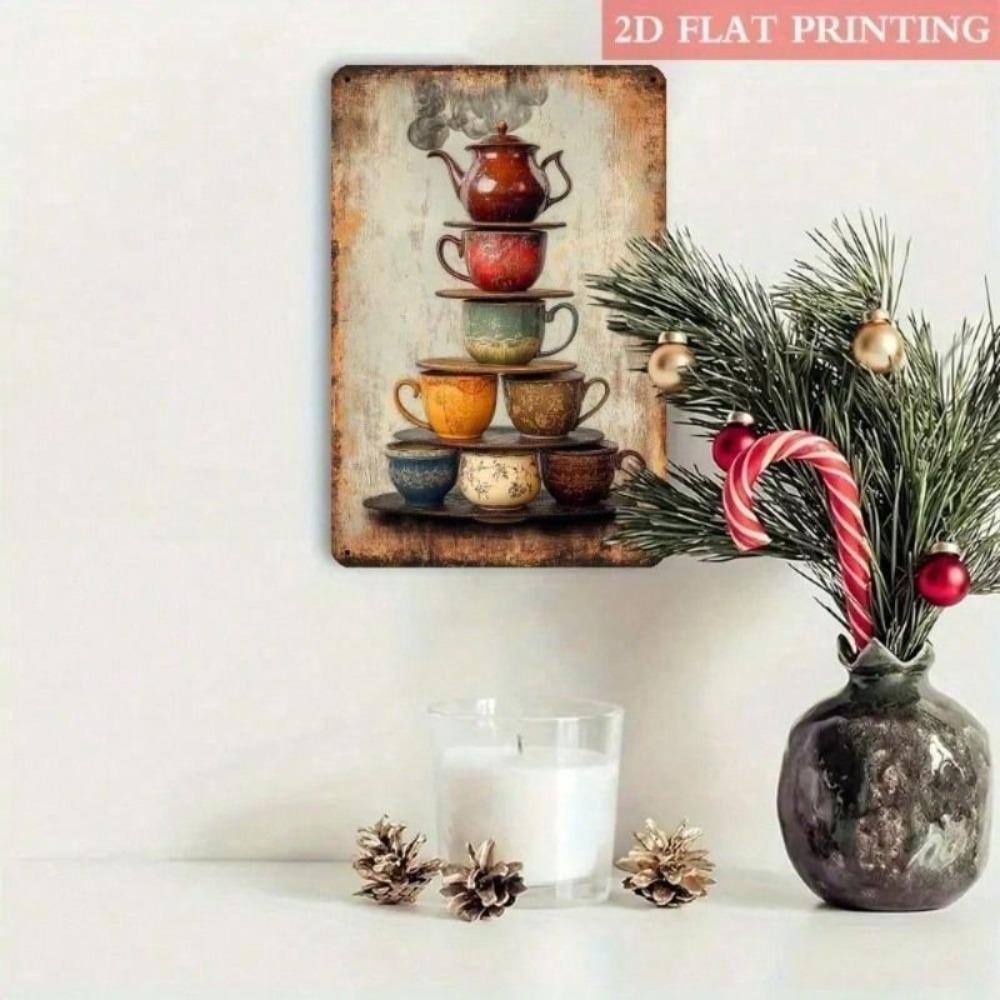 Vintage Kettle Metal Wall Art Poster, Kitchen Decor for Loft & Cafe