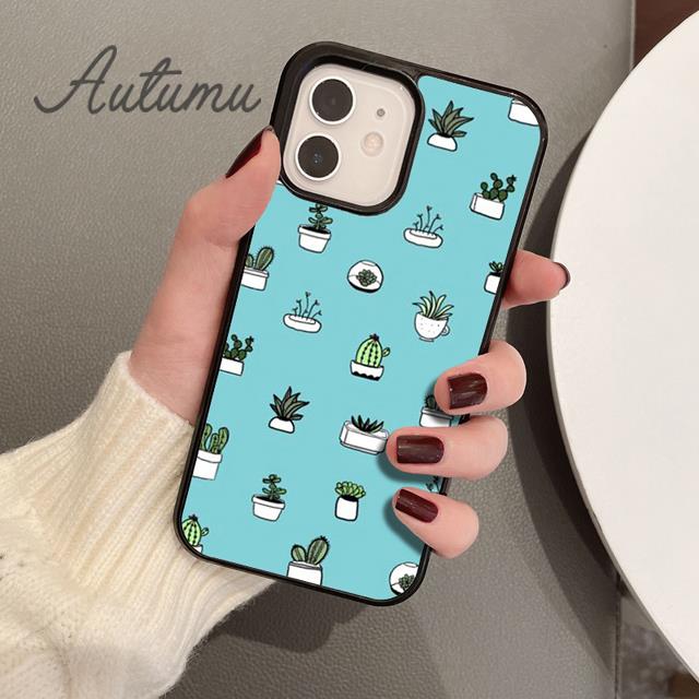 Cutie Cacti Phone Case for iPhone 11 12 13 14 Pro Max Mini X XR XS SE 2020 5 6S 7 8 Plus Samsung Galaxy S21 S22 Cover Shell