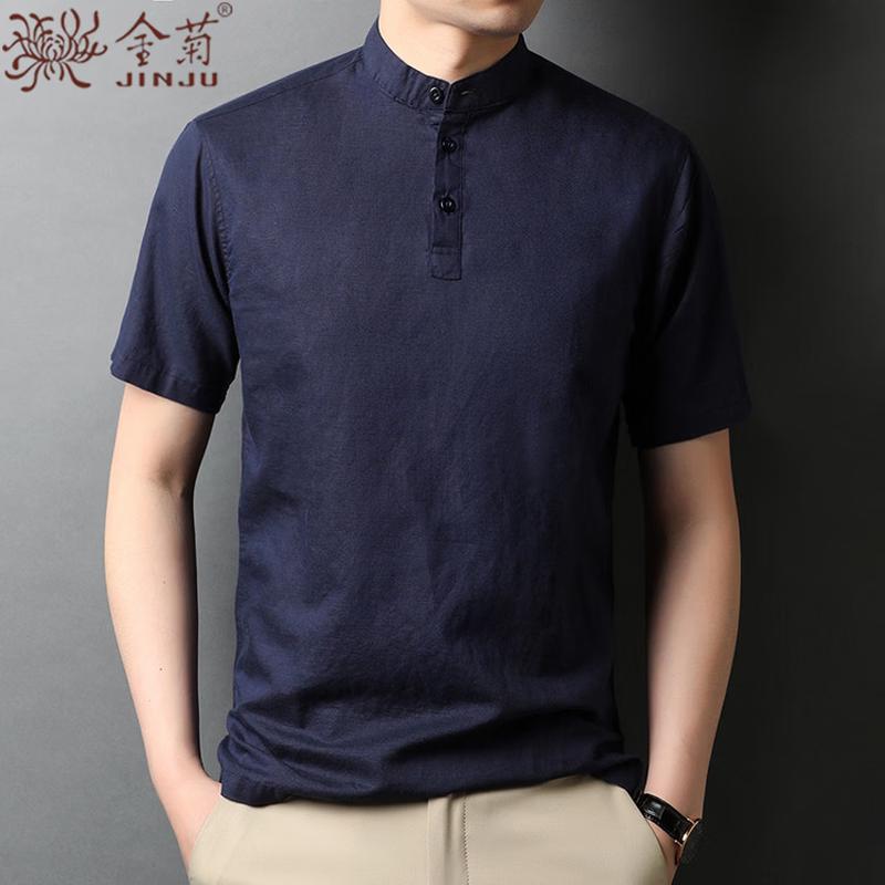 Men s Summer Linen Blend Short Sleeve Pullover Shirt XL