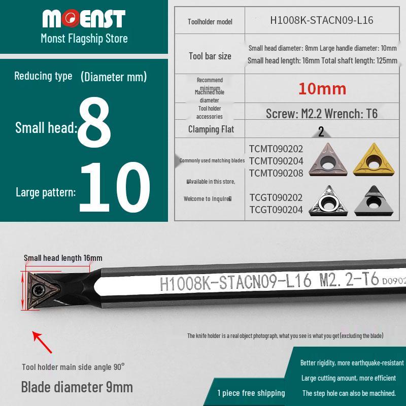 90° High-Speed Steel CNC Boring Bar & Flat Bottom Tool Holder for Planar Lathe