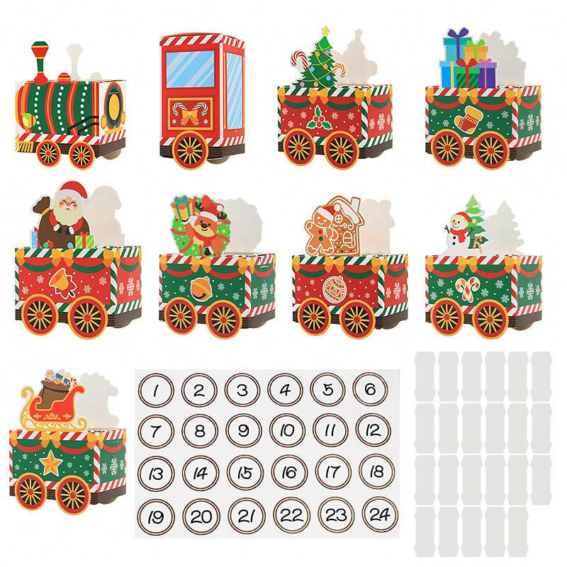 24pcs Christmas Train Packaging for Party Favors With Santa Festive Reindeer Designs Table Decor