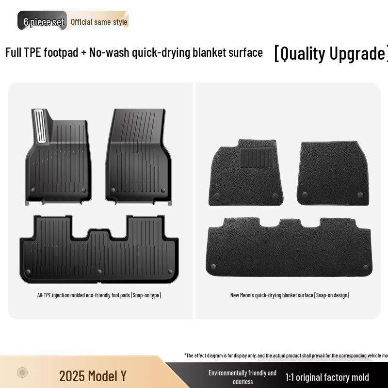 TPE All-Inclusive Floor Mats for Tesla Model Y (25 Refresh) - Includes Pedals, Free Shipping.