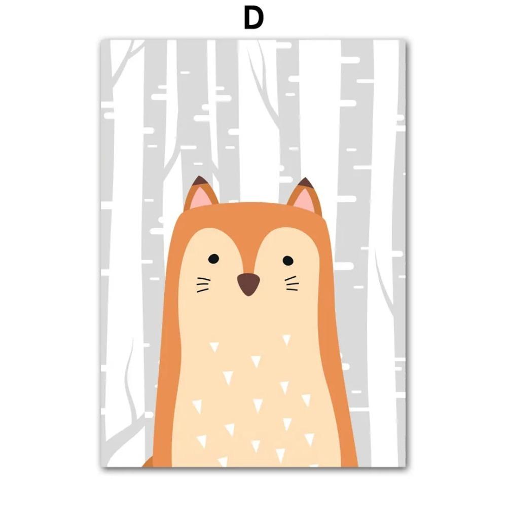 

Животные джунглей Медведь Белка Енот Лиса Кролик Настенное искусство Холст Живопись Скандинавские Постеры и Принты Настенные картины Декор детской комнаты 21cm×30cm NoFrame