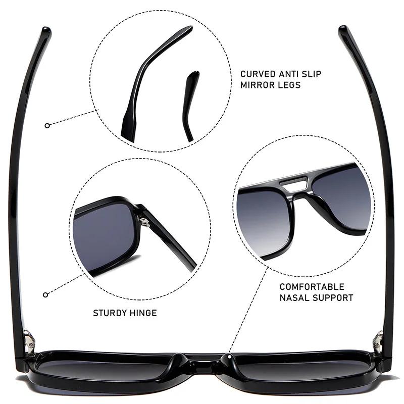3507 Double Bridge Square Aviator Sunglasses - UV400 Vintage Pilot Style, Retro Classic Sun Glasses for Men Women Unisex 411240