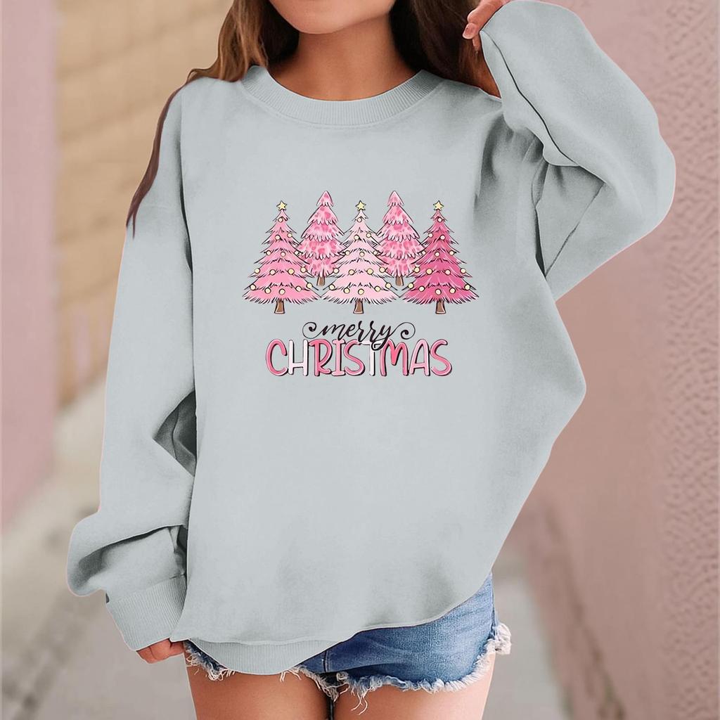 Children's Fashionable Casual Long-sleeved Loose Christmas Print Pullover Sweatshirt