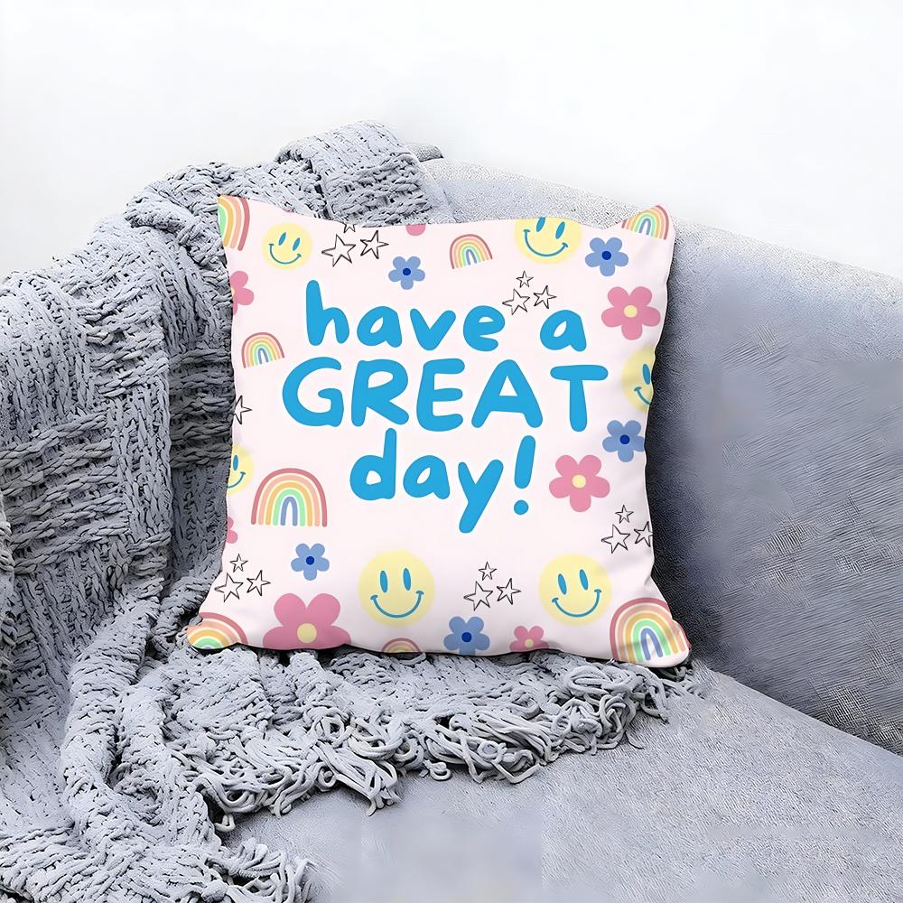 warm good day Cushion Cover Premium Comfort Reversible Pillow Cove Two in One Design for Any Room Car Interior