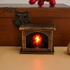 Mini Model House Furnishings Retro Simulated Fireplace Night Light, LED Flickering Flame Lamp, Cozy Atmosphere Miniature Scenes Accessories Lights for