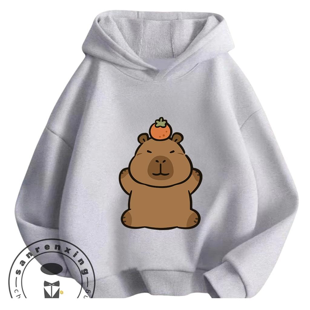 Loose Comfy Spring Autumn Hoodie Capybara Trendy Animal Motif Casual All Match Streetwear For Kids