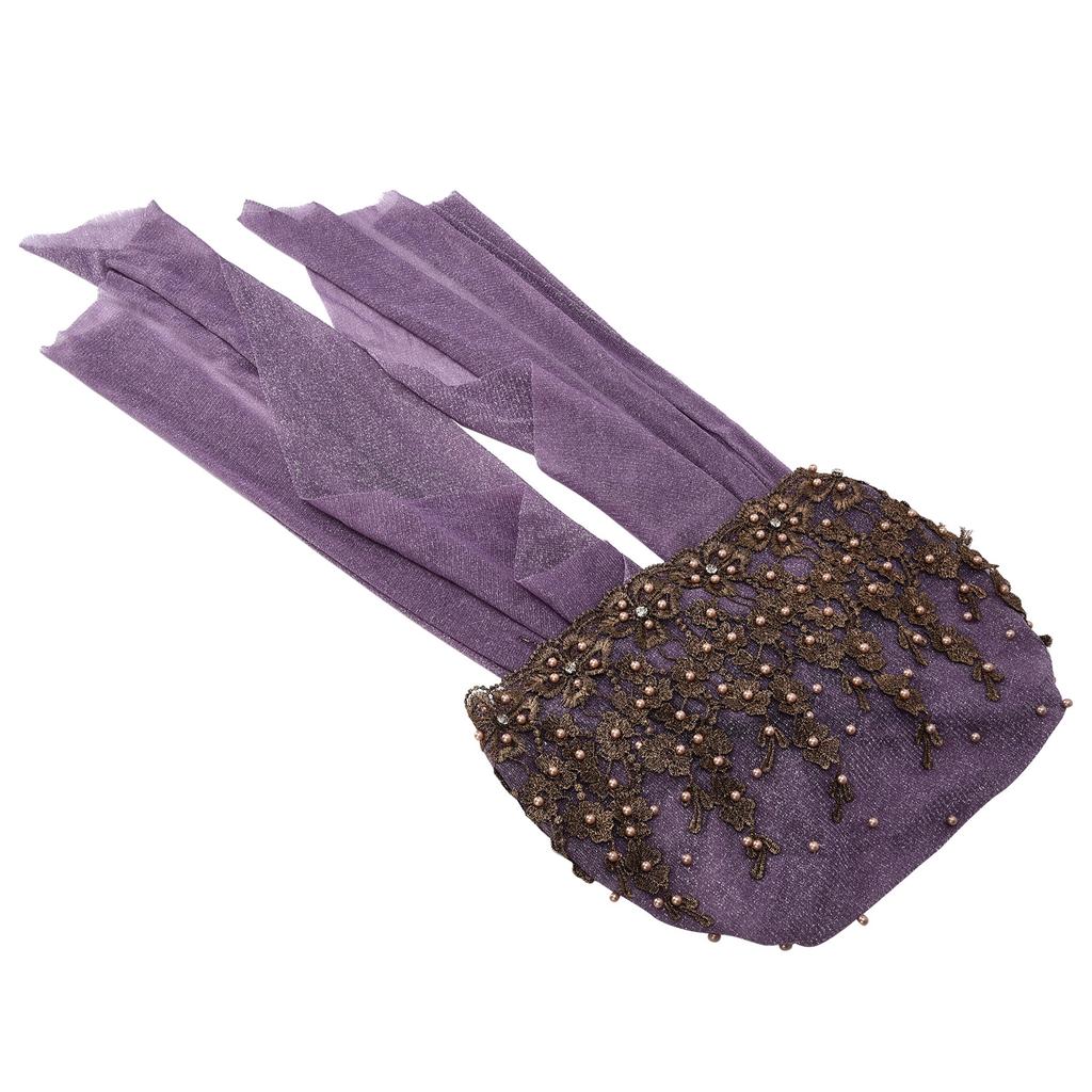 Turban Fashion Unique Women"s Retractable Retro Beaded Bandage Muslim Long Scarf HatPurple