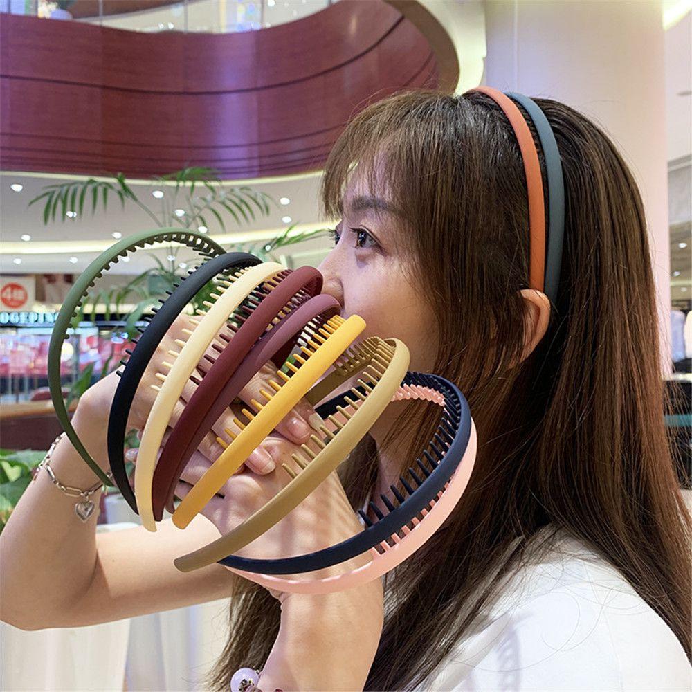 Hair Accessories Solid Color Matte Headband Non-slip Toothed Hair Band