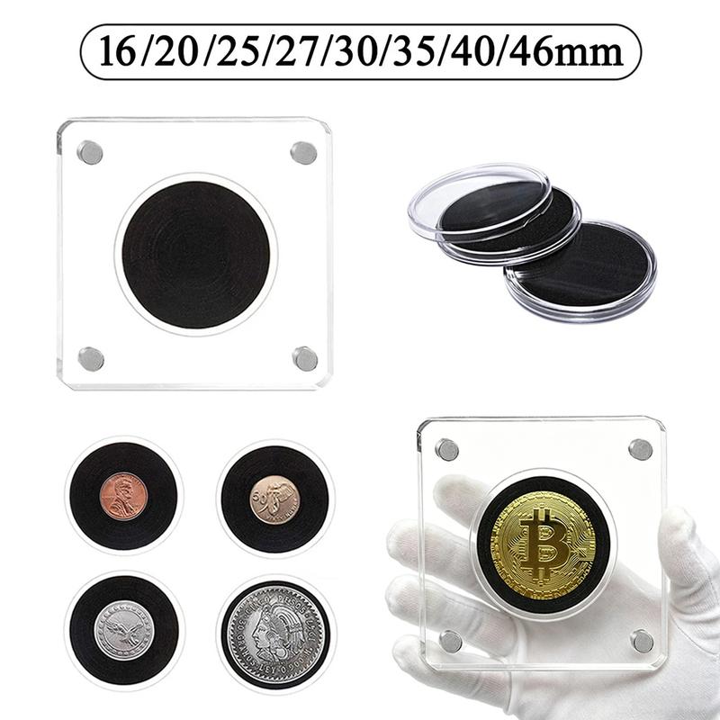 Acrylic Coin Display Frame 16/20/25/27/30/35/40/46mm Commemorative Coin Case Challenge Silver Dollar Coin Holder Storage Box