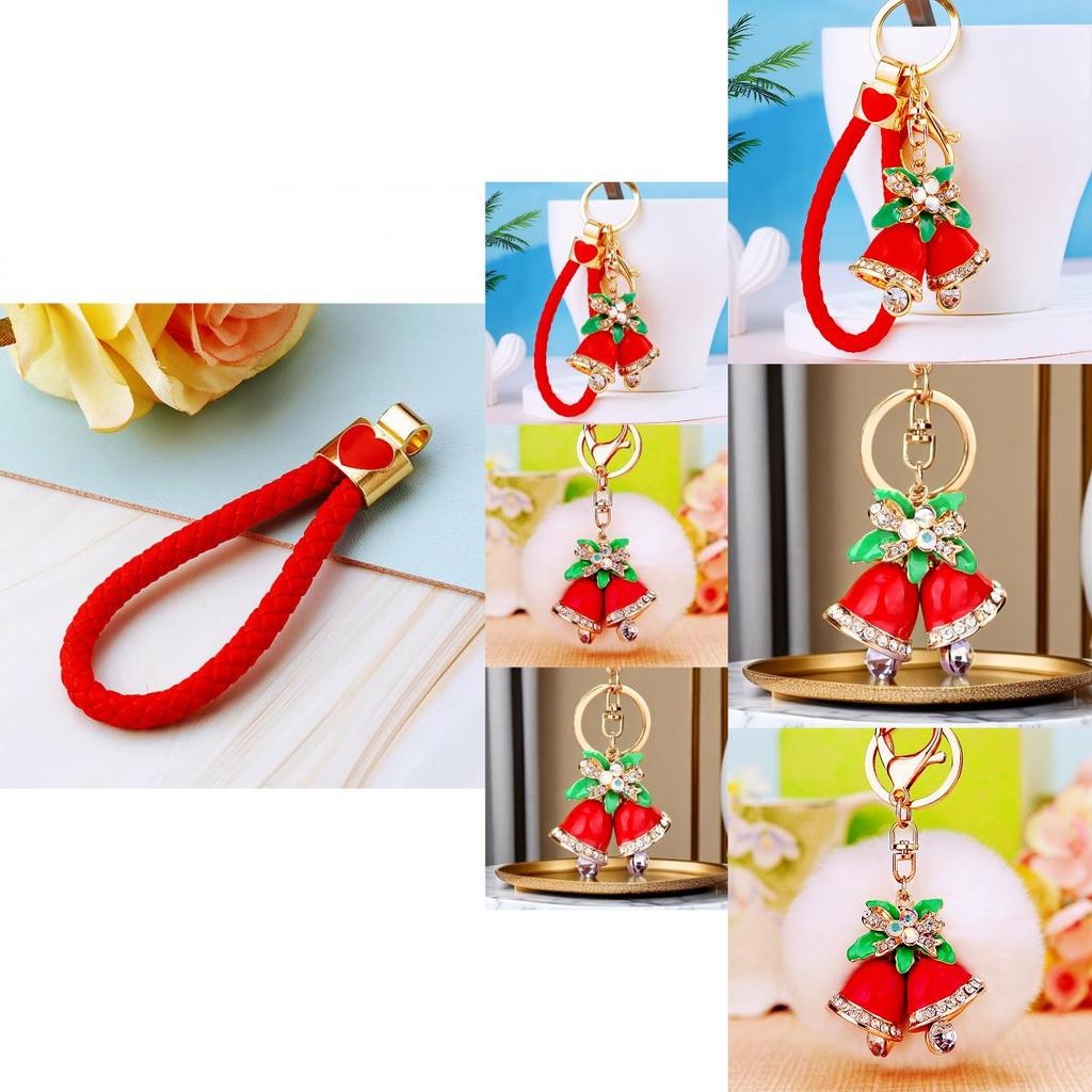 Stylish Woven Rope Christmas Bell Metal Keychain Elegant Gift For Couples And Friends