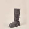 Real fur integrated warm thick-soled snow boots women's winter new buckle medium tube women's thickened cotton shoes