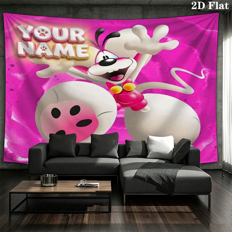 Diddl Custom Name Wall Tapestry Aesthetic Wall Hanging Printed Fabric Blanket Decorative Tapestries for Bedroom Living Room Home Decor