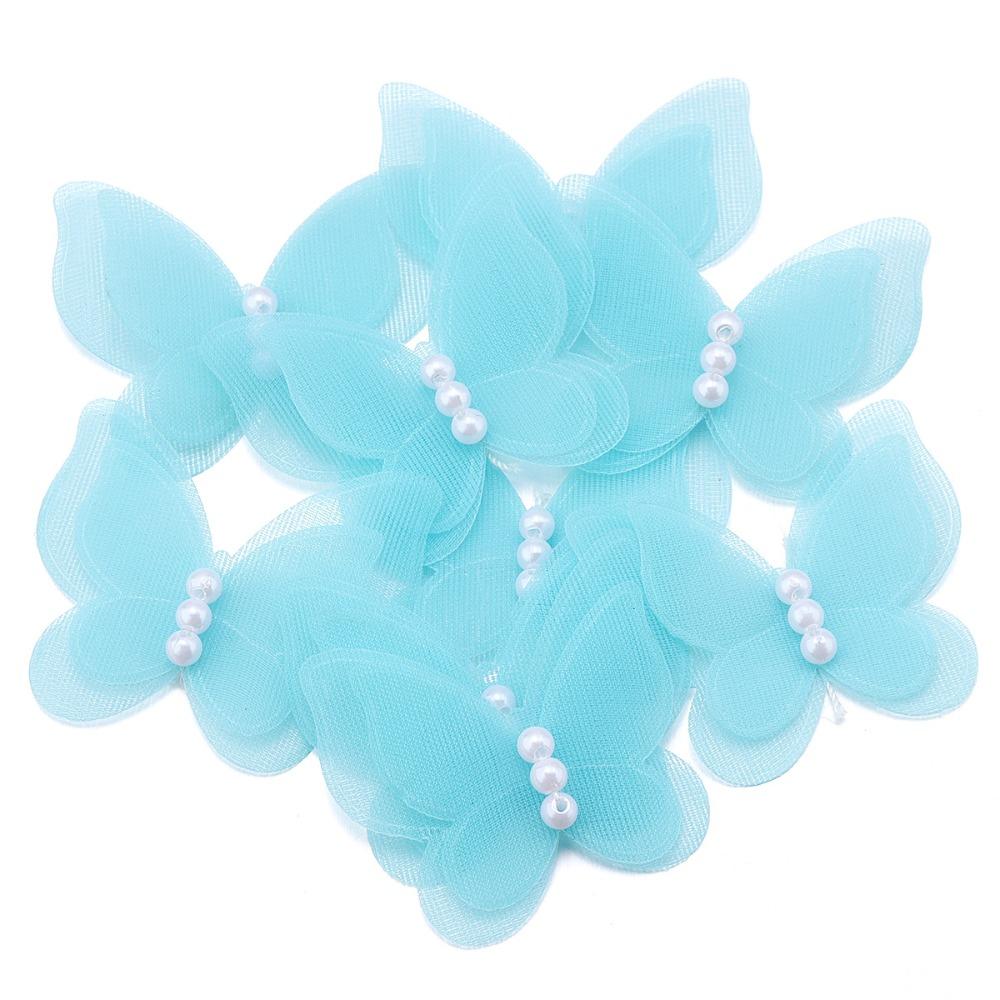 

Двухслойная ткань органза аппликации бабочки 3D одежда швейные нашивки свадебные аксессуары для волос синий