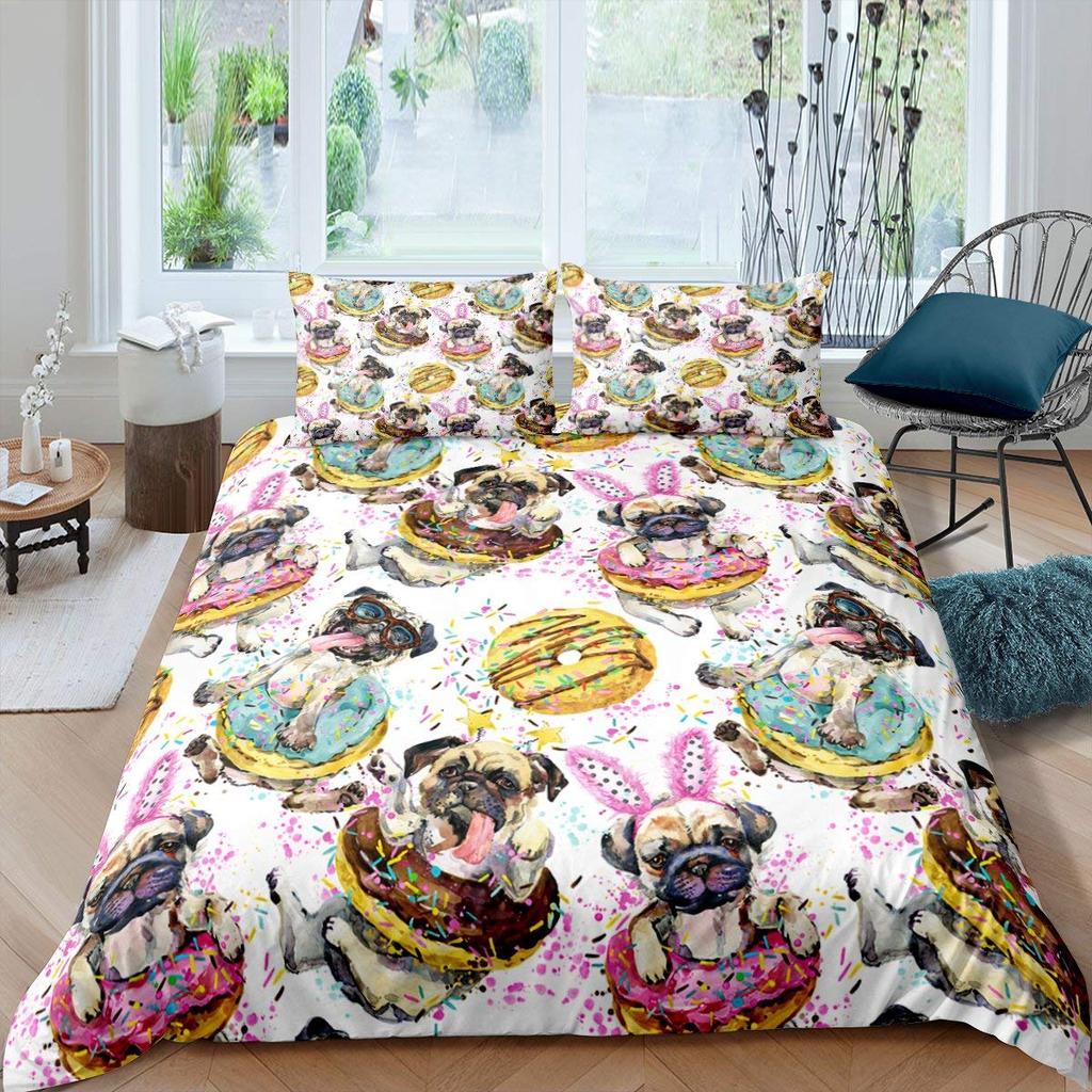 Poszwa na kołdrę z motywem pączka, Zestaw poszwy na kołdrę z motywem deseru, Poszwa na kołdrę z motywem jedzenia, Kolorowy nadruk, Zestaw pościeli, Do dekoracji sypialni dziecka, chłopca, dziewczynki