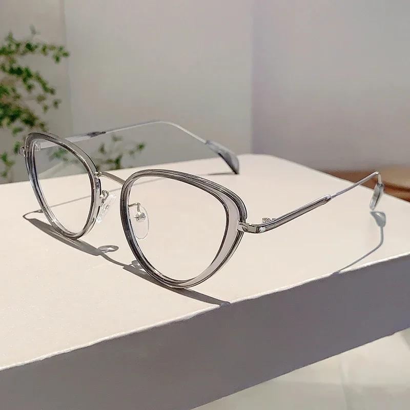 Cat Eye Glasses Women Popular Stylish Black Rim Blue Light Blocking Eyeglasses Ins Trendy Decor Design Eyewear