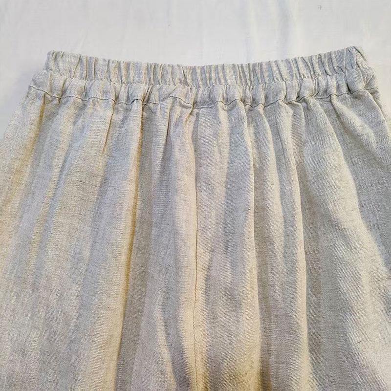 

Spring-Summer Women s Retro Linen Skirt Pants: Elastic Waist, Street Style, Wide-Leg, Trendy Casual Wear One Size